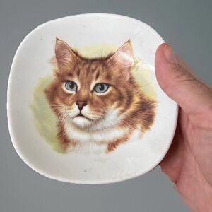 Schumann Bavaria White and Brown Cat Trinket Dish